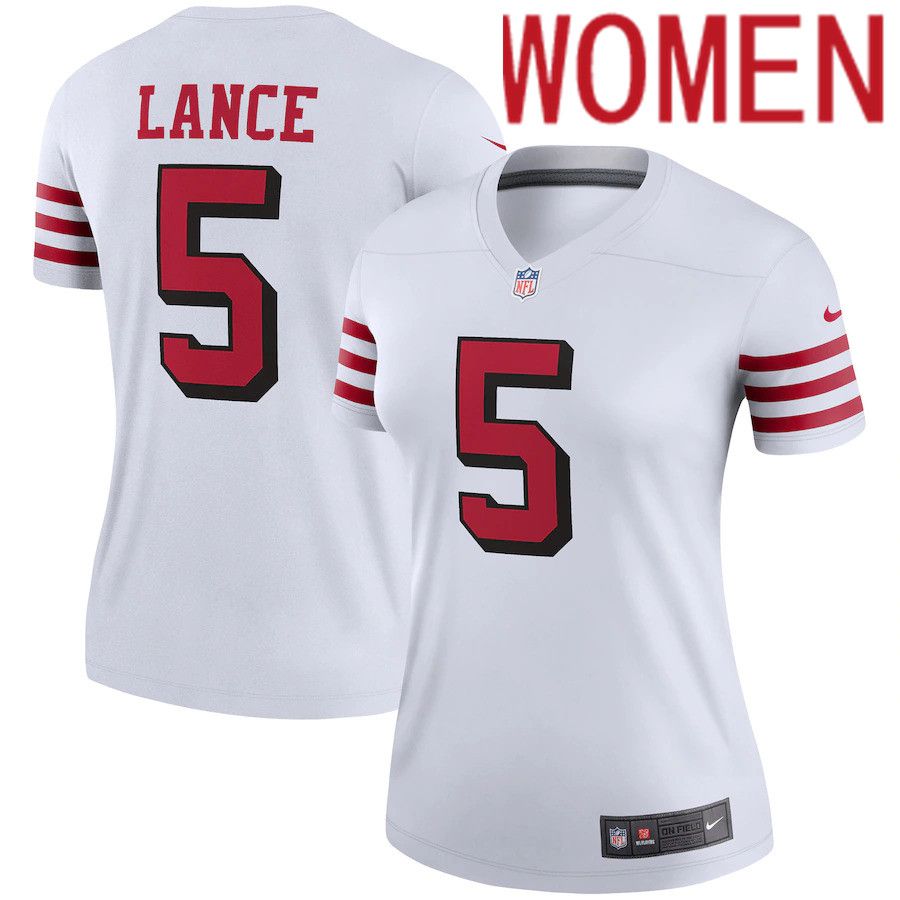 Women San Francisco 49ers 5 Trey Lance Nike White Alternate Legend NFL Jersey